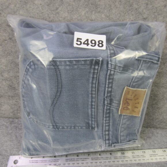 Lee Jeans Womens 16 Petite Light Blue Made in USA High Rise Tapered 100% Cotton - Picture 9 of 9